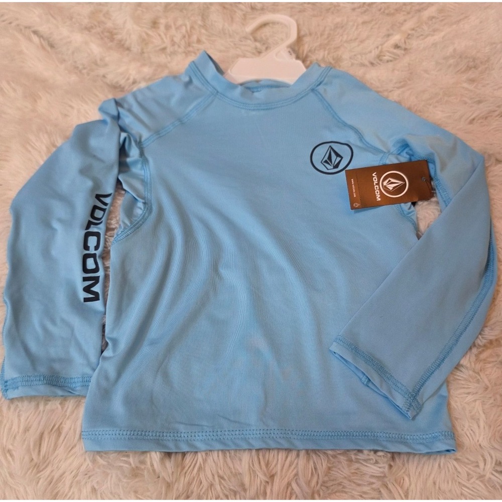 NWT Volcom Toddler Boys Long Sleeve Rash Guard Swim Top Only - Size 3T Blue